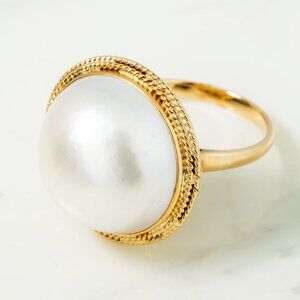14k yellow gold pearl ring size 5.75